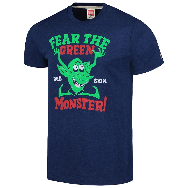 Men's Homage Navy Boston Red Sox Doodle Collection The Green Monster Tri-Blend T-Shirt