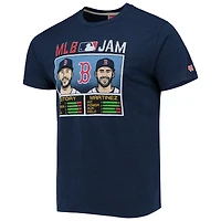 T-shirt tri-mélange Hommage Trevor Story et J.D. Martinez pour hommes, bleu marine, Boston Red Sox MLB Jam