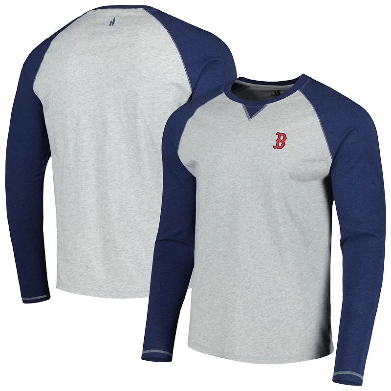 T-shirt à manches longues johnnie-O pour homme, bleu marine/gris chiné Boston Red Sox Alsen Raglan
