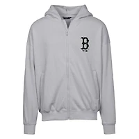 Sweat à capuche entièrement zippé surdimensionné gris Boston Red Sox Uphill Digital Camo pour homme Levelwear