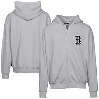 Sweat à capuche entièrement zippé surdimensionné gris Boston Red Sox Uphill Digital Camo pour homme Levelwear