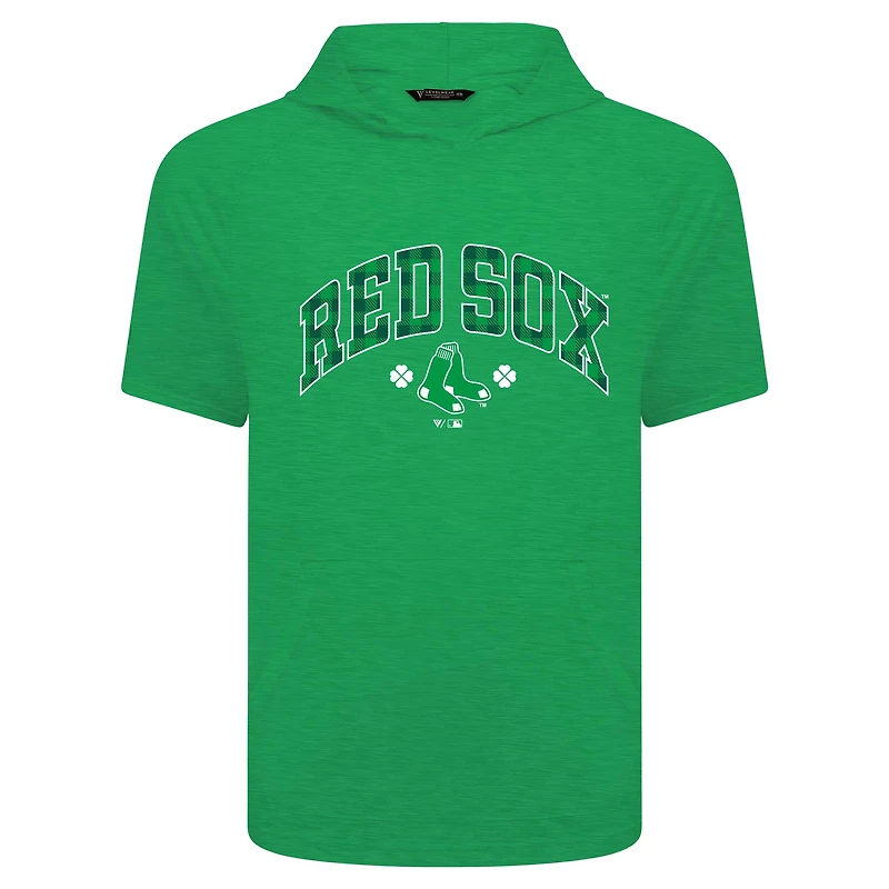 Sweat à capuche manches courtes et carreaux pour homme avec motif de phase la Saint-Patrick des Red Sox Boston vert Levelwear