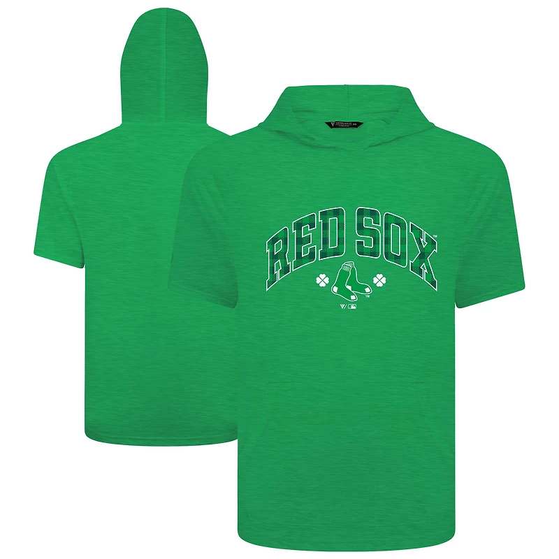 Men's Levelwear Green Boston Red Sox St. Patrick's Day Phase Plaid Short Sleeve T-Shirt Hoodie