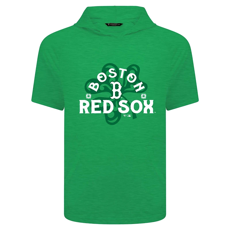 T-shirt à capuche manches courtes et imprimé trèfle de la Saint-Patrick pour homme, vert