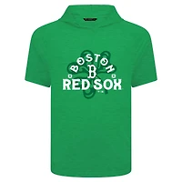 T-shirt à capuche manches courtes et imprimé trèfle de la Saint-Patrick pour homme, vert