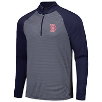 Men's Levelwear Navy Boston Red Sox Charter Striped Raglan Quarter-Zip Top
