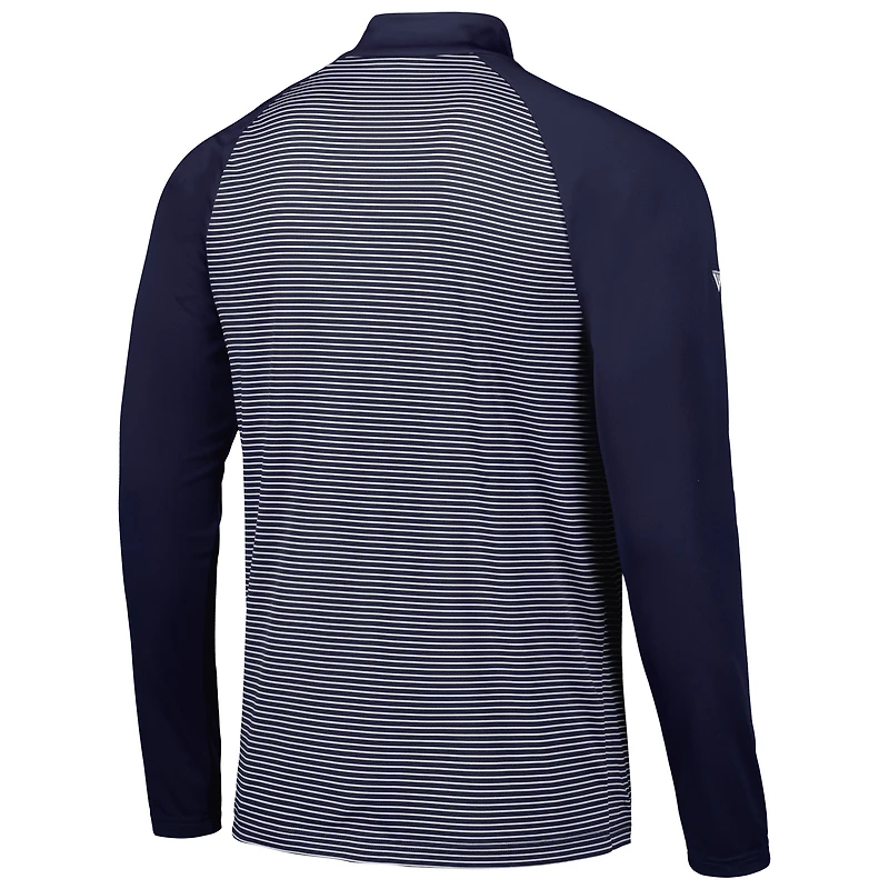 Men's Levelwear Navy Boston Red Sox Charter Striped Raglan Quarter-Zip Top