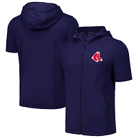 Sweat à capuche manches courtes et entièrement zippé Levelwear pour hommes, bleu marine, Boston Red Sox Recruit