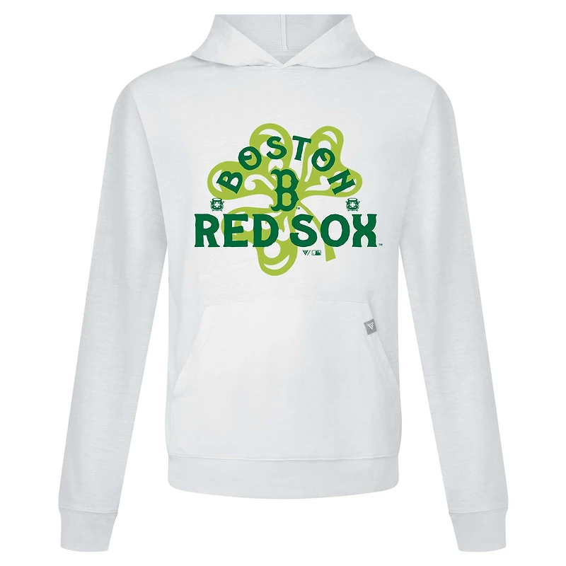 Men's Levelwear White Boston Red Sox St. Patrick's Day Relay Shamrock Pullover Hoodie