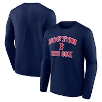 T-shirt à manches longues pour homme, logo athlétique bleu marine Boston Red Sox Heart & Soul