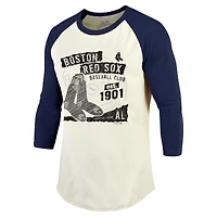 T-shirt raglan à manches 3/4 Majestic Threads pour hommes, crème/bleu marine, Boston Red Sox