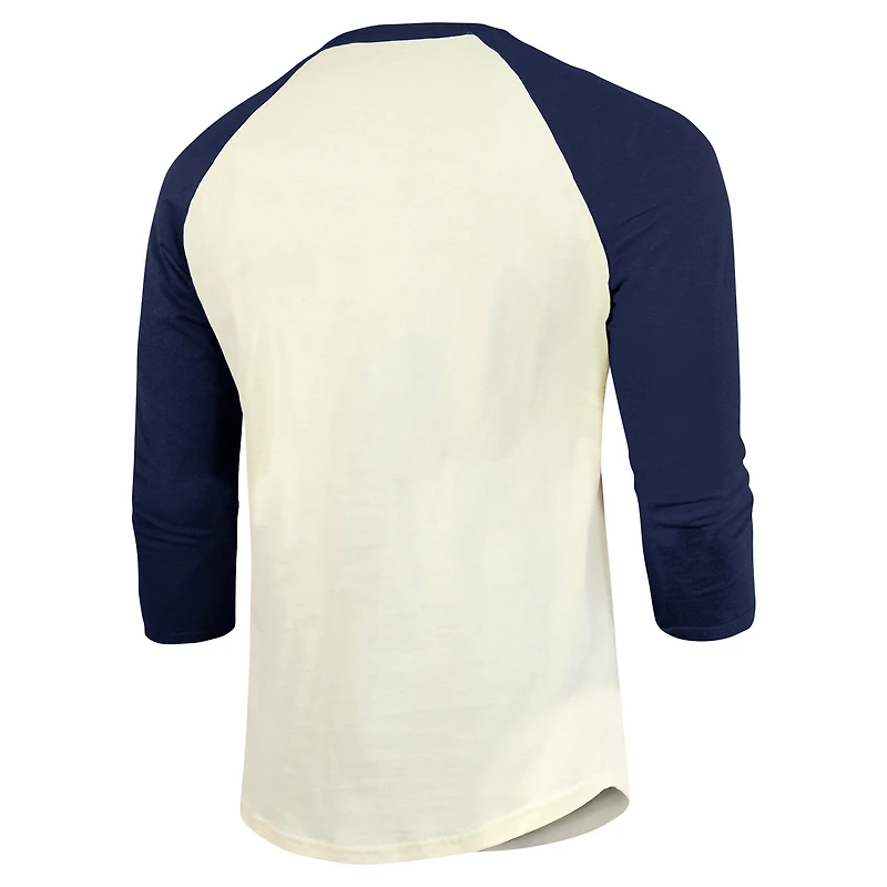T-shirt raglan à manches 3/4 Majestic Threads pour hommes, crème/bleu marine, Boston Red Sox