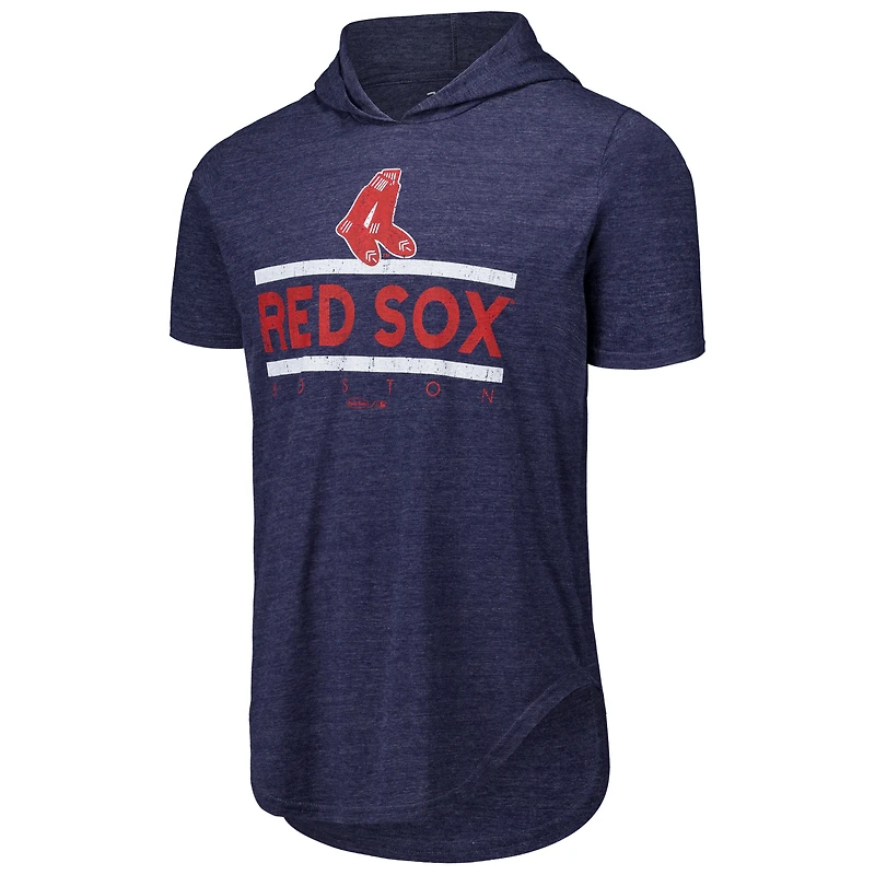 T-shirt à capuche tri-mélangé Majestic Threads pour hommes, bleu marine, Boston Red Sox