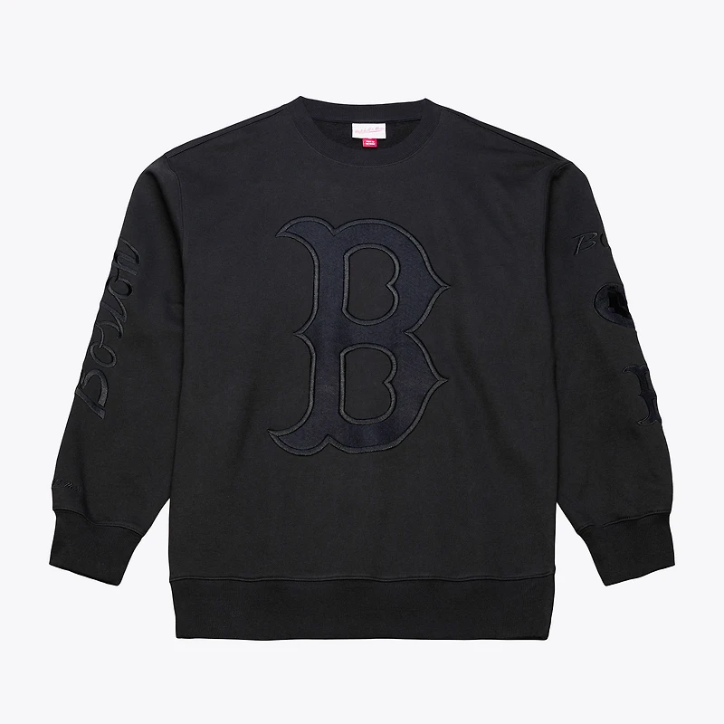 Sweat-shirt à col rond en polaire Phantom noir Mitchell & Ness Boston Red Sox pour homme