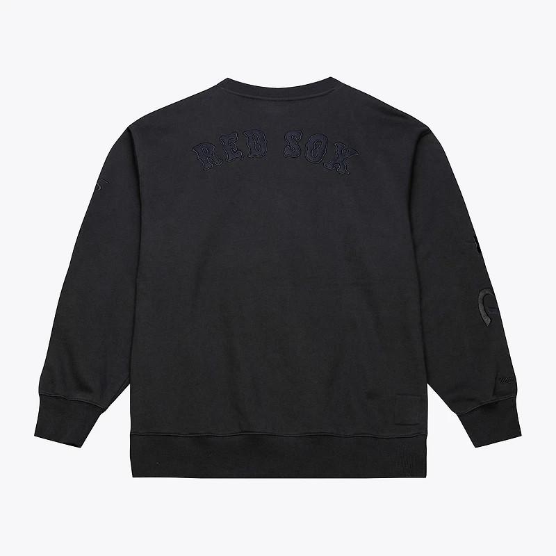 Men's Mitchell & Ness  Black Boston Red Sox Phantom Fleece Crewneck Sweatshirt