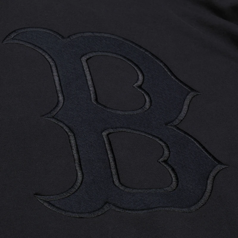 Men's Mitchell & Ness Black Boston Red Sox Phantom Fleece Crewneck Sweatshirt