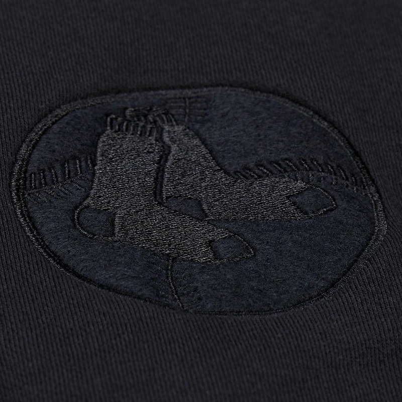 Men's Mitchell & Ness Black Boston Red Sox Phantom Fleece Crewneck Sweatshirt