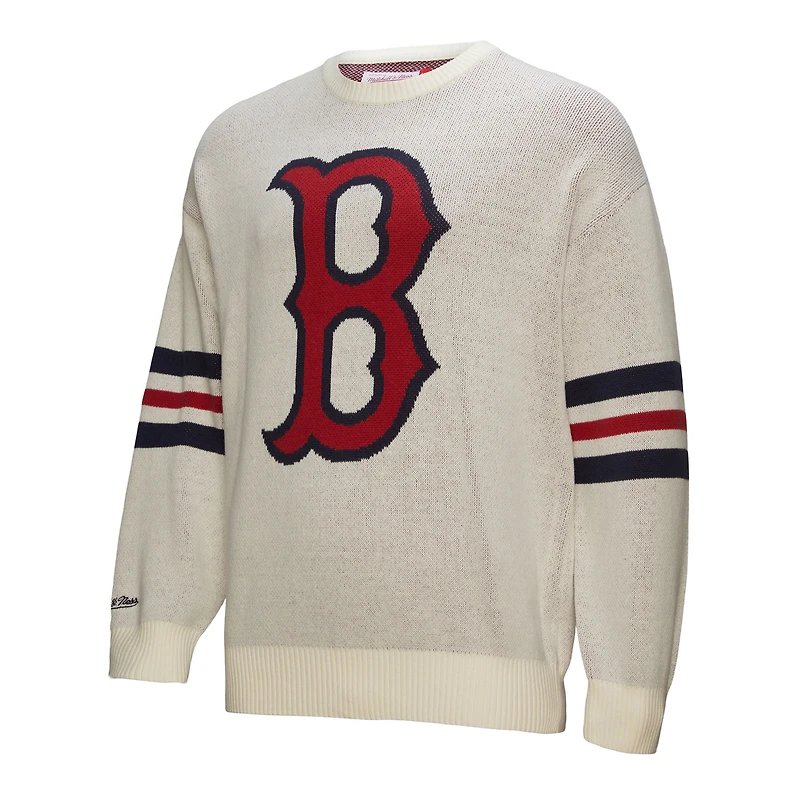 Men's Mitchell & Ness Cream Boston Red Sox Retro Pullover Sweater