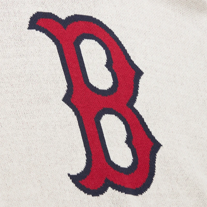 Men's Mitchell & Ness Cream Boston Red Sox Retro Pullover Sweater