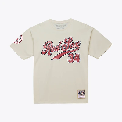 Men's Mitchell & Ness David Ortiz Cream Boston Red Sox Cooperstown Collection Throwback Name Number T-Shirt