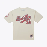 Men's Mitchell & Ness David Ortiz Cream Boston Red Sox Cooperstown Collection Throwback Name Number T-Shirt