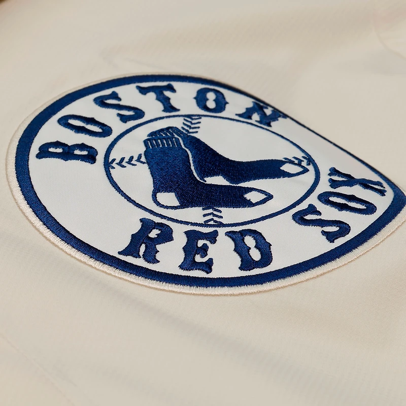 Men's Mitchell & Ness David Ortiz Cream Boston Red Sox Full-Snap Yacht Rock Name Number Hooded Coach's Jacket