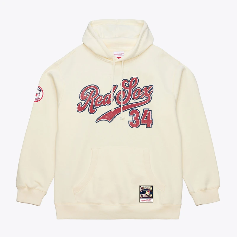 Men's Mitchell & Ness David Ortiz Cream Boston Red Sox Throwback Name Number Hoodie