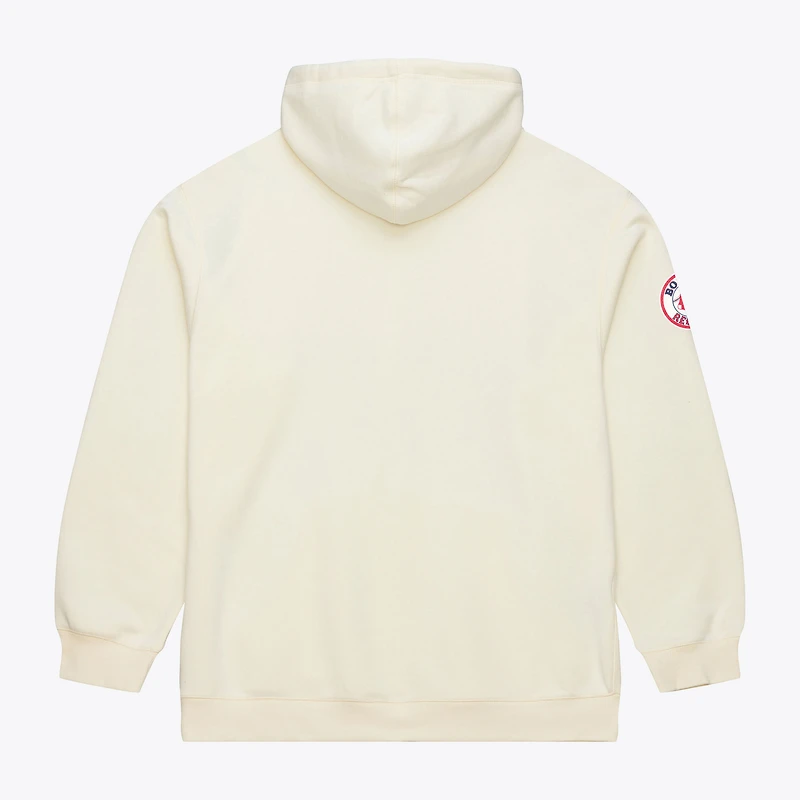 Sweat à capuche Mitchell & Ness David Ortiz crème Boston Red Sox pour homme, style rétro, avec nom et numéro.