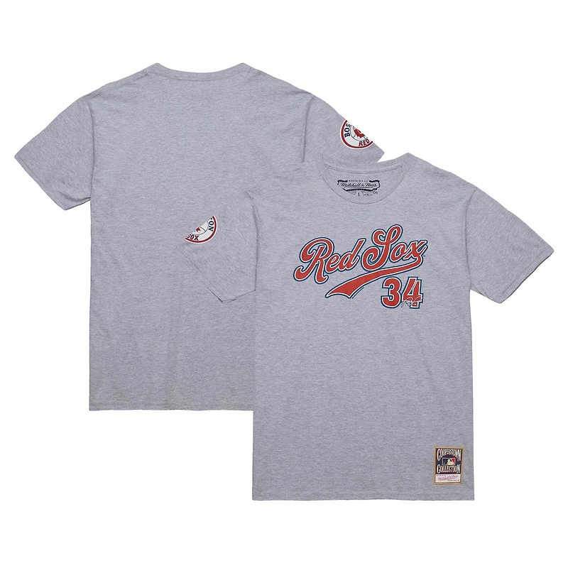 T-shirt de joueur la collection Cooperstown Mitchell & Ness David Ortiz gris chiné des Red Sox Boston pour hommes