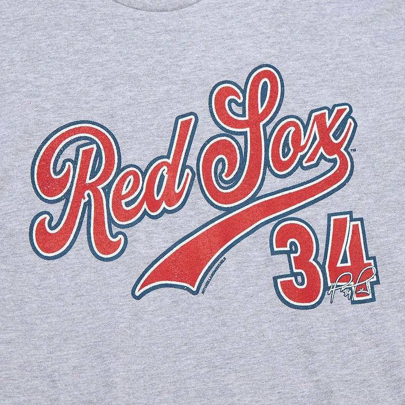 T-shirt de joueur la collection Cooperstown Mitchell & Ness David Ortiz gris chiné des Red Sox Boston pour hommes