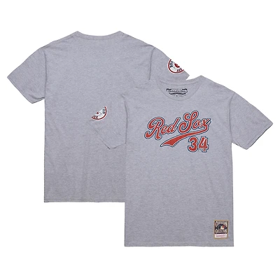 T-shirt de joueur la collection Cooperstown Mitchell & Ness David Ortiz gris chiné des Red Sox Boston pour hommes
