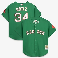 Men's Mitchell & Ness David Ortiz Kelly Green Boston Red Sox Cooperstown Collection Mesh Batting Practice Jersey