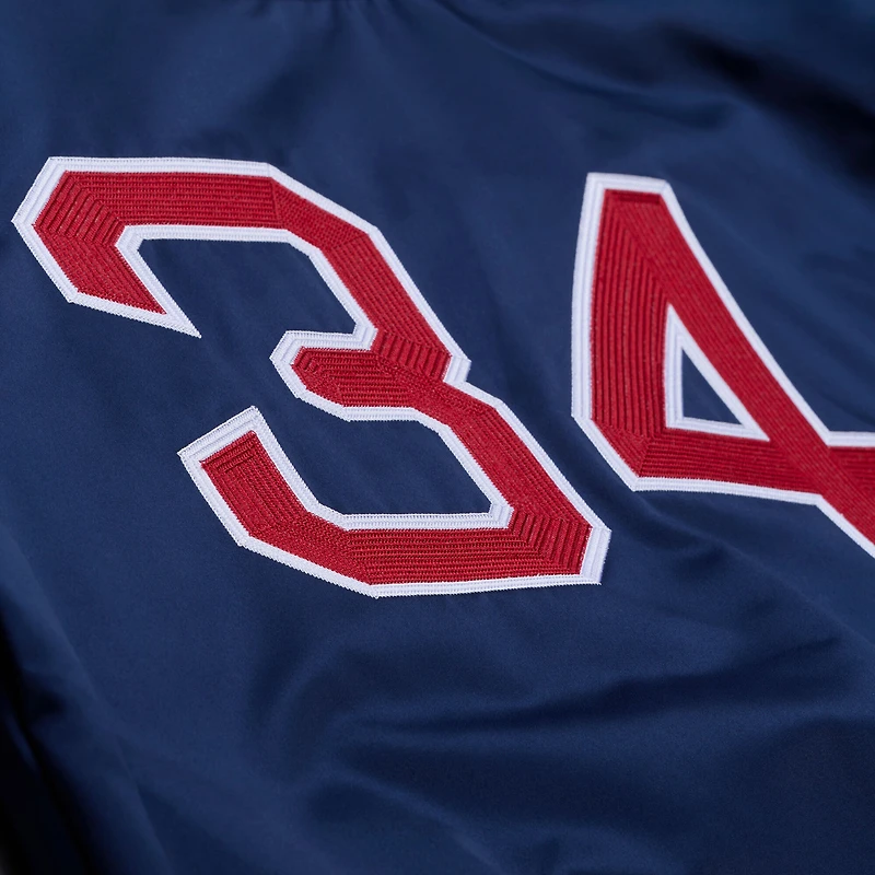 Veste Mitchell & Ness David Ortiz bleu marine Boston Red Sox Legends Collection pour homme, légère, en satin à boutons-pression.