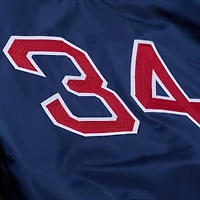 Veste Mitchell & Ness David Ortiz bleu marine Boston Red Sox Legends Collection pour homme, légère, en satin à boutons-pression.