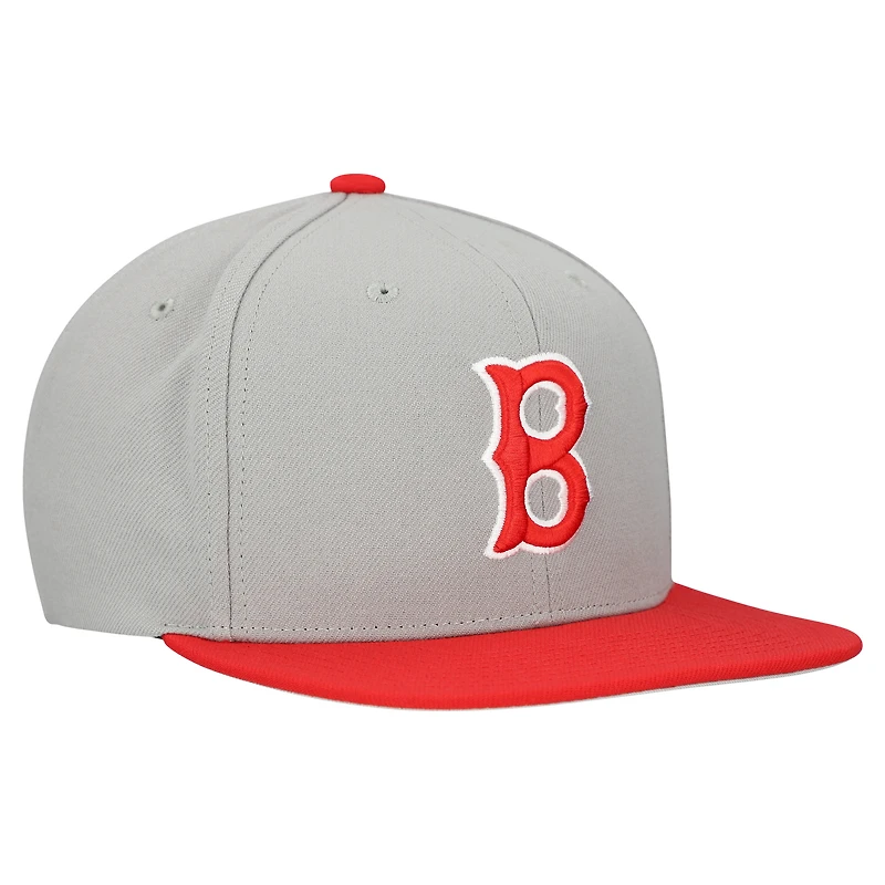 Casquette snapback basique Mitchell & Ness grise Boston Red Sox Cooperstown Collection pour homme