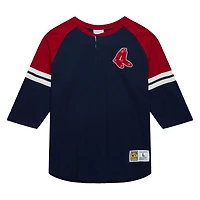 Men's Mitchell & Ness Navy Boston Red Sox Cooperstown Collection Legendary Raglan Slub Henley 3/4-Sleeve T-Shirt
