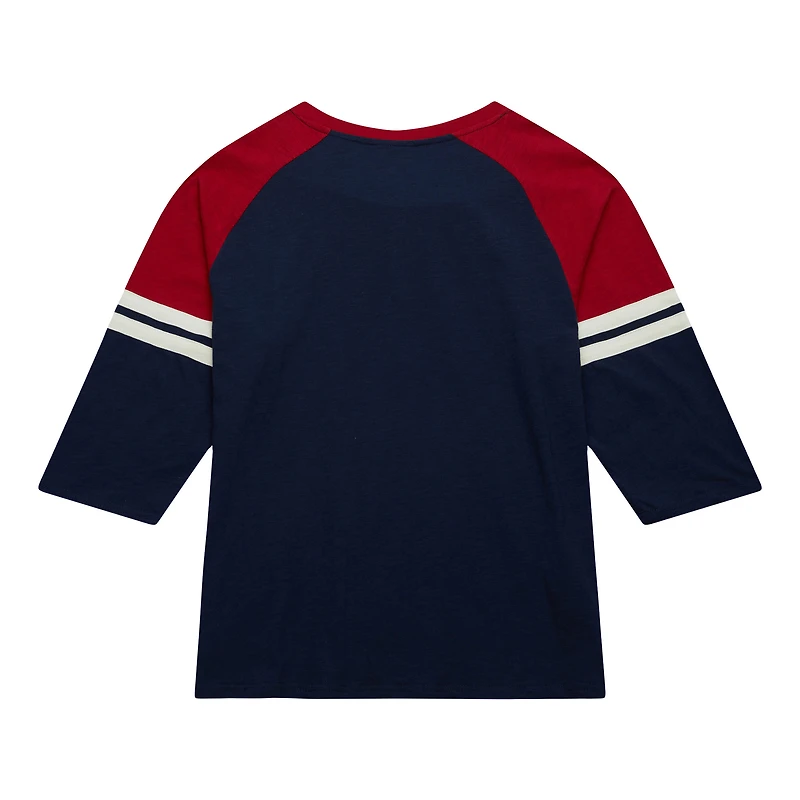 Men's Mitchell & Ness Navy Boston Red Sox Cooperstown Collection Legendary Raglan Slub Henley 3/4-Sleeve T-Shirt
