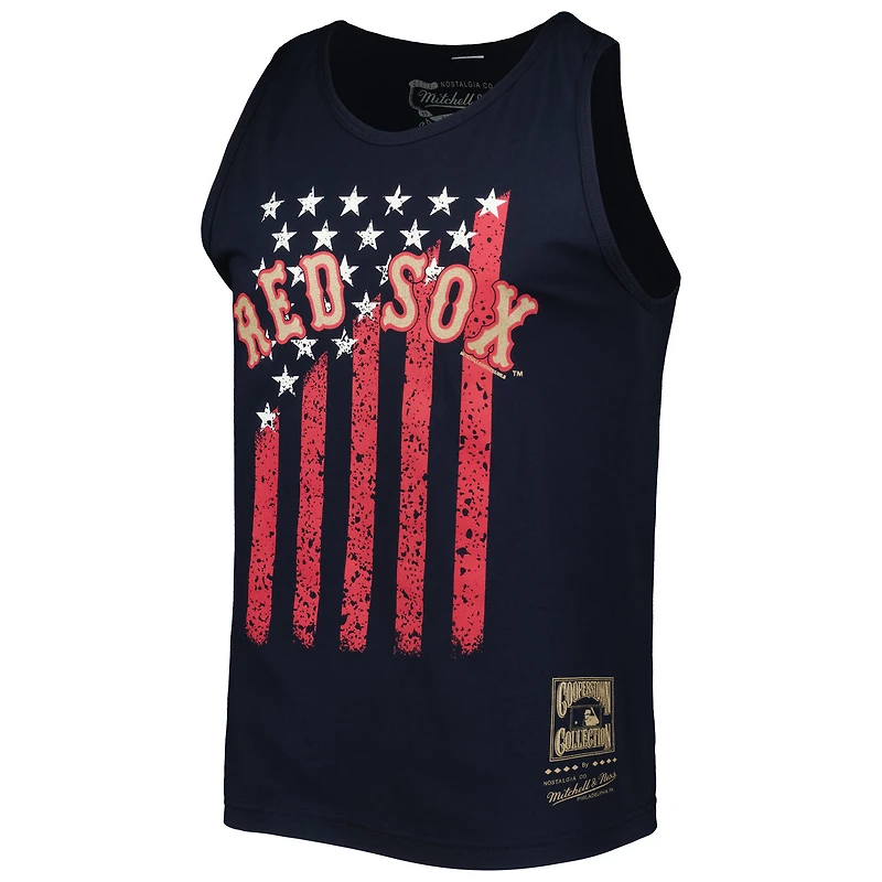 Men's Mitchell & Ness Navy Boston Red Sox Cooperstown Collection Stars and Stripes Tank Top