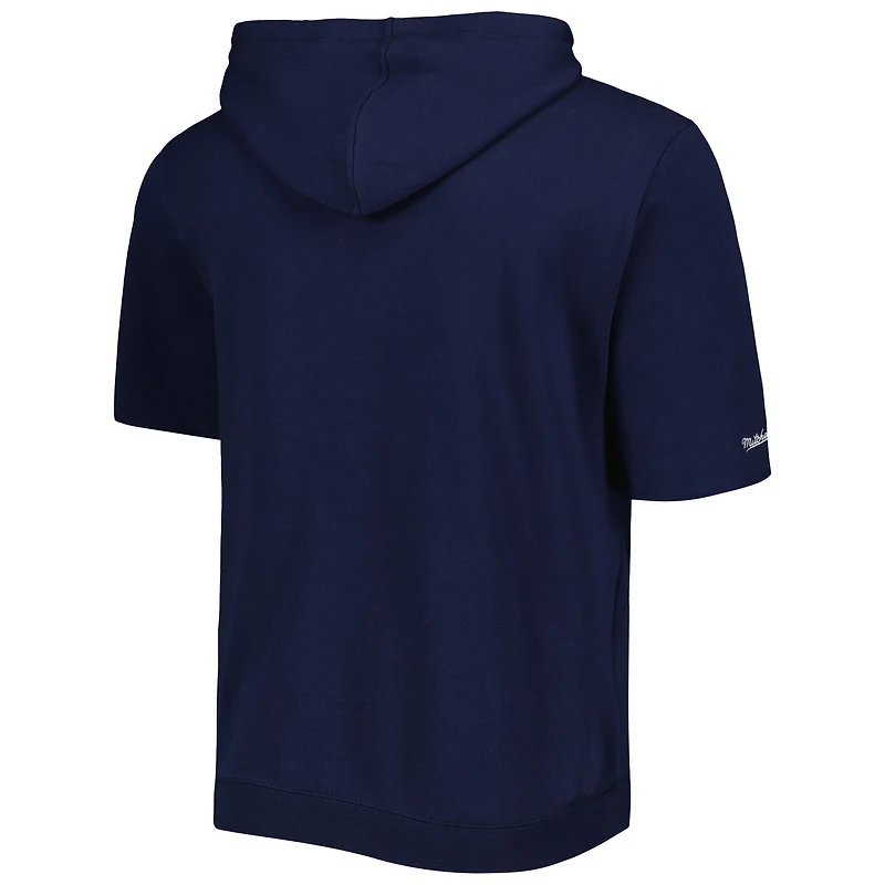 Chandail à capuchon manches courtes en molleton délavé Collection Cooperstown des Red Sox de Boston Mitchell & Ness pour homme, bleu marine