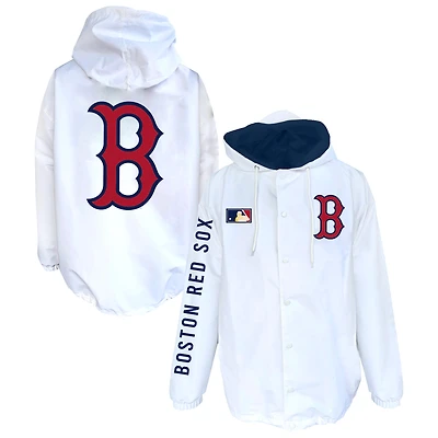 Men's Mitchell & Ness White Boston Red Sox Big Tall Full-Snap Hooded Jacket