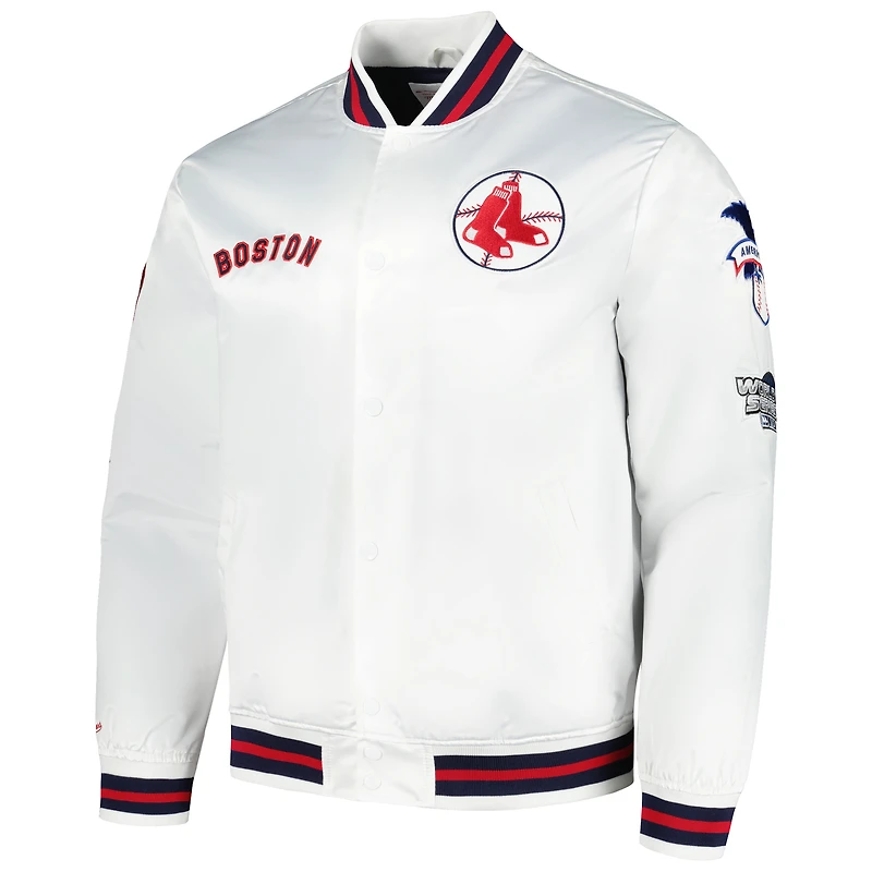 Mitchell & Ness pour homme Boston Red Sox City Collection Satin Full-Snap Varsity Jacket