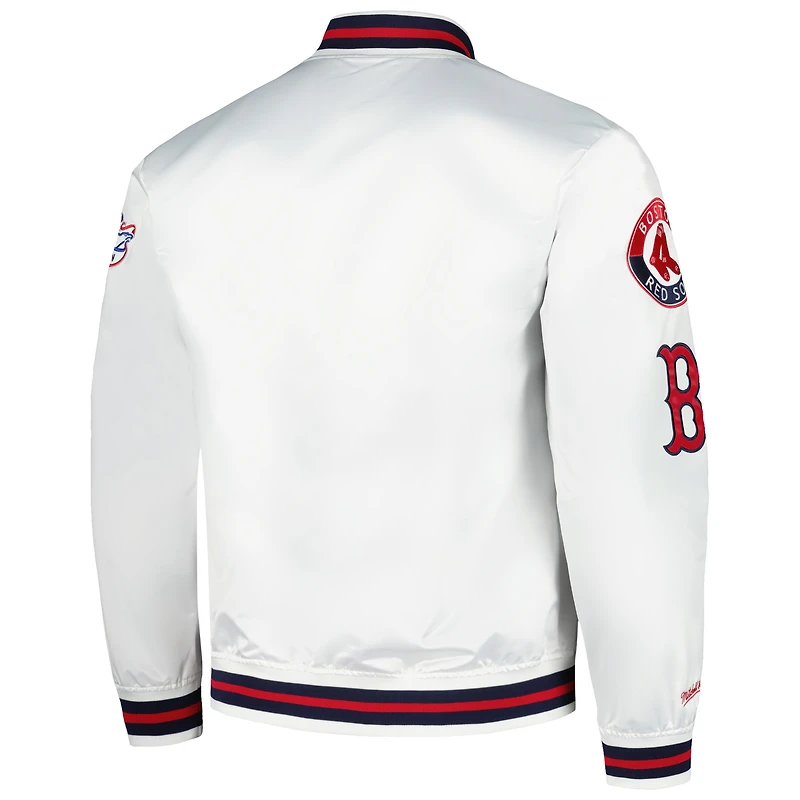 Mitchell & Ness pour homme Boston Red Sox City Collection Satin Full-Snap Varsity Jacket