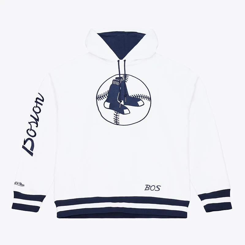 Men's Mitchell & Ness White Boston Red Sox Cooperstown Collection Fleece Hoodie