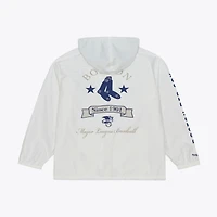 Men's Mitchell & Ness White Boston Red Sox Yacht Rock Coaches Full-Snap Hooded Windbreaker Jacket