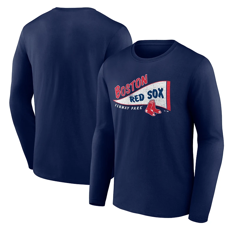 T-shirt à manches longues bleu marine pour homme avec imprimé Boston Red Sox Hometown
