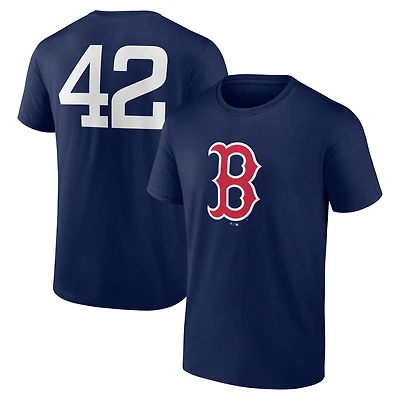 T-shirt bleu marine pour homme avec nom et numéro Jackie Robinson Day des Red Sox de Boston