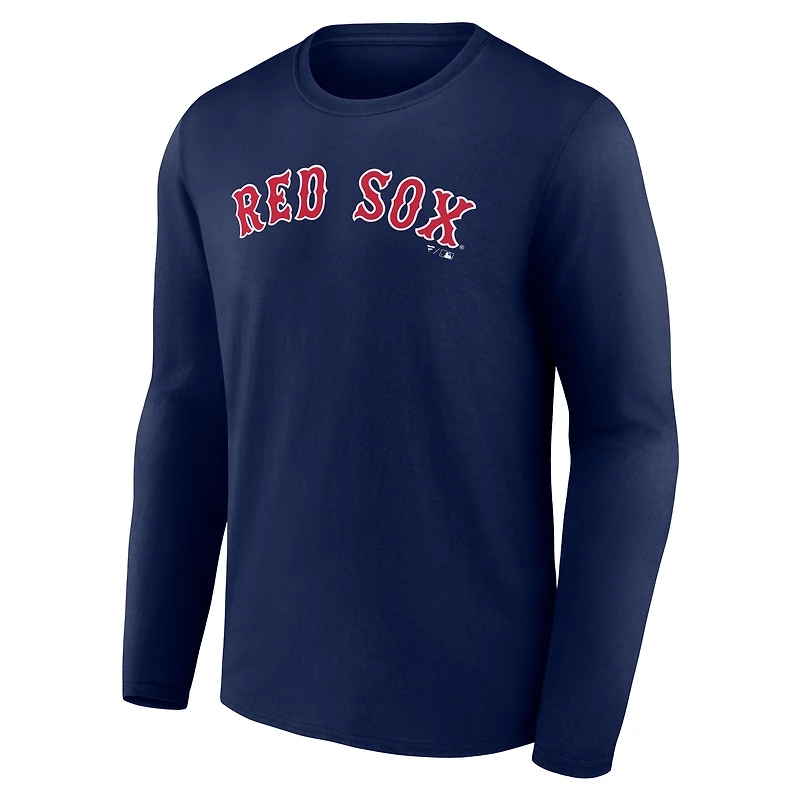 Men's  Navy Boston Red Sox Official Wordmark Long Sleeve T-Shirt