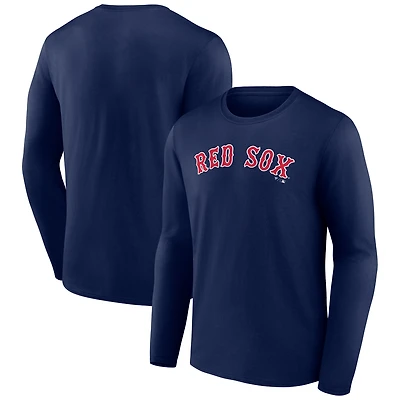 Men's  Navy Boston Red Sox Official Wordmark Long Sleeve T-Shirt