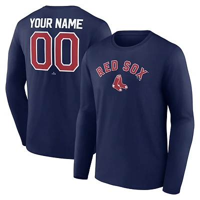 Men's Navy Boston Red Sox Winning Streak Custom Long Sleeve T-Shirt
