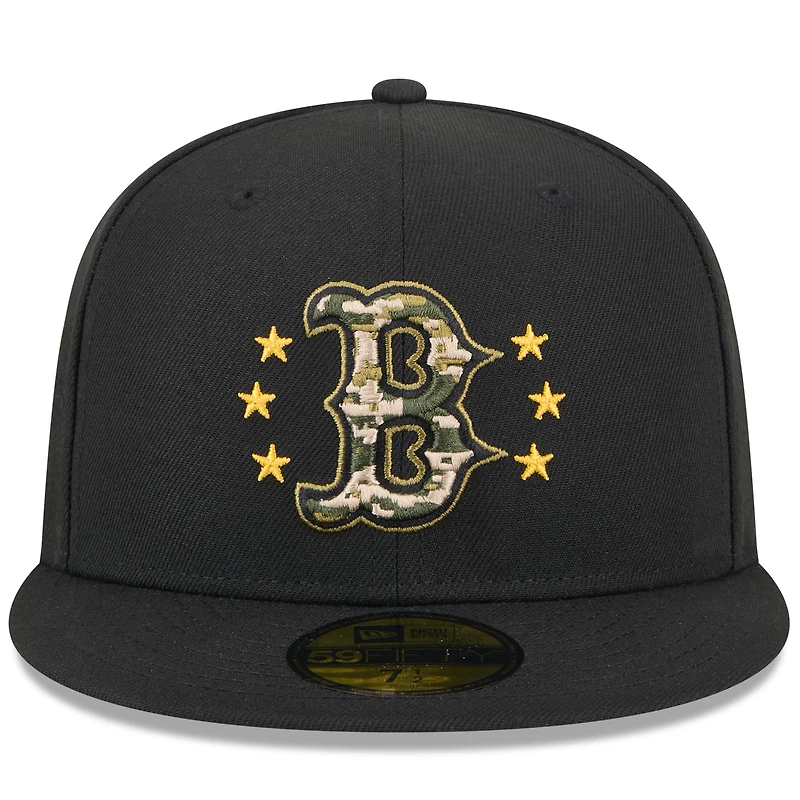 Casquette ajustée 59FIFTY pour la Journée des forces armées 2024 New Era noire Red Sox de Boston hommes